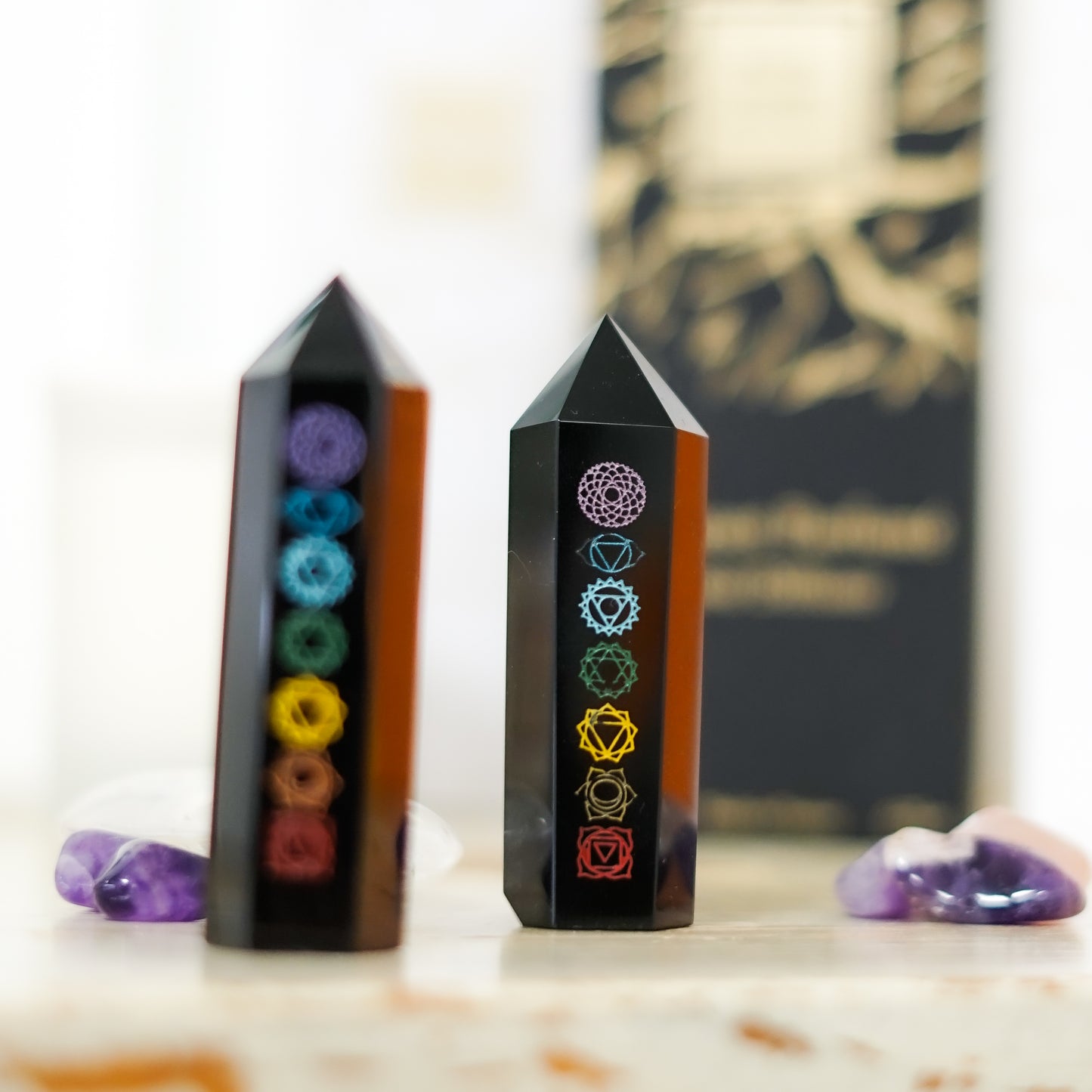 Pointe Onyx noire et 7 Chakras