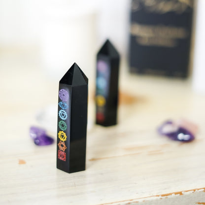 Pointe Onyx noire et 7 Chakras