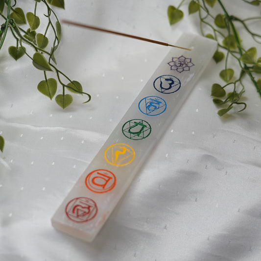 Porte-encens Sélénite et 7 Chakras